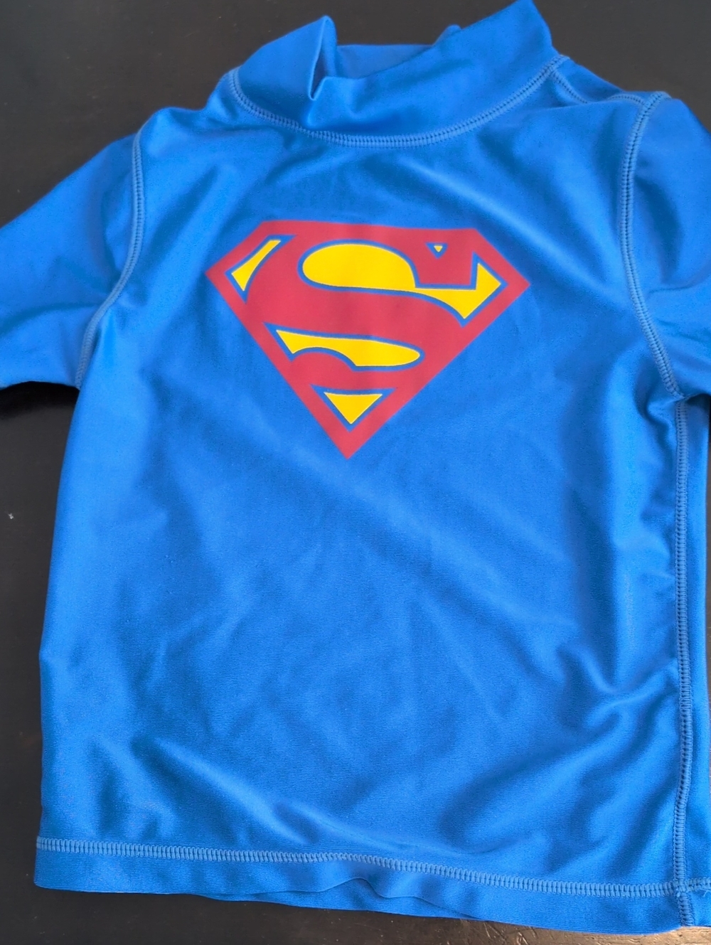 Blue Superman Logo Kids Swim Rash Guard